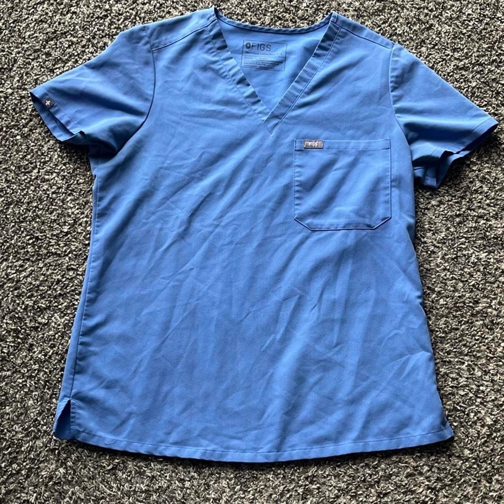 FIGS Technical Collection Womens V-Neck Scrub Top Blue FW1000 Size S